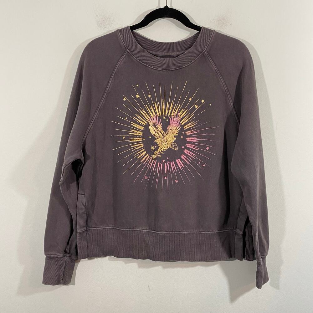 Hush Women Burnout Grey Sunray Eagle Sweatshirt Size XS